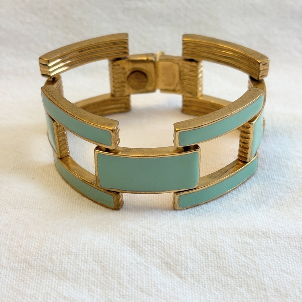Vintage J. Crew Aqua Enamel Link Bracelet